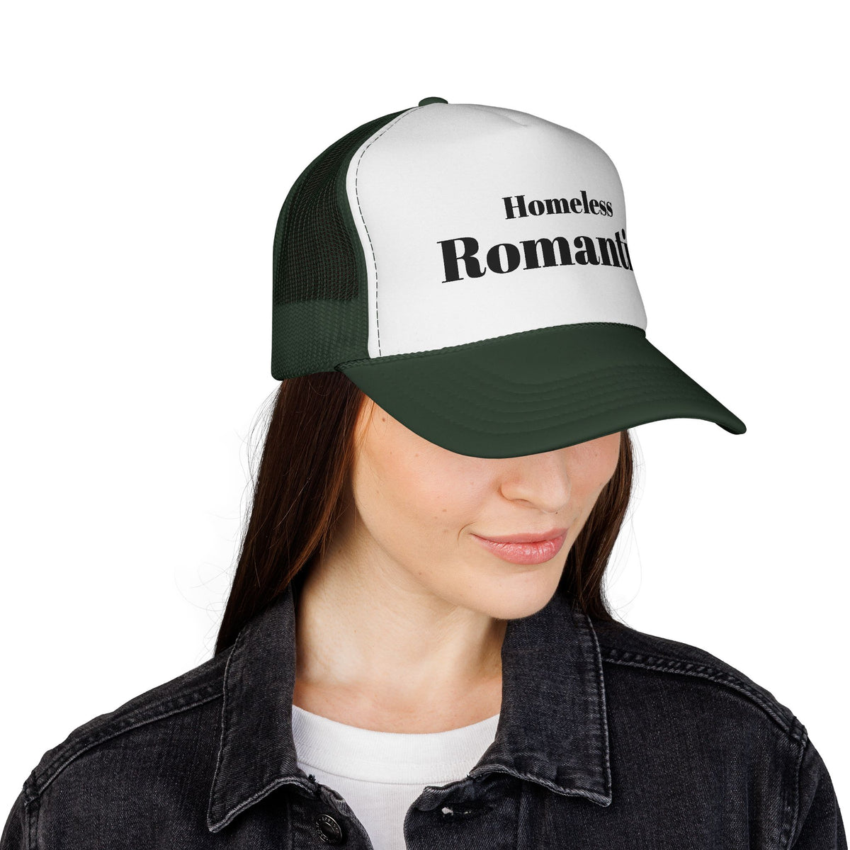 "Homeless Romantic" Vintage Typography Trucker Hat